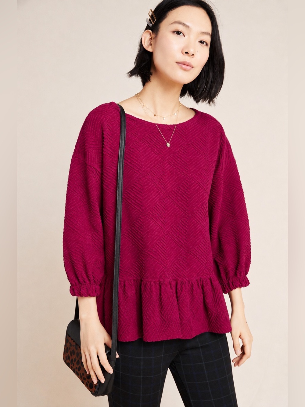Anthropologie Maeve Mikayla Peplum Top , sz : X-small